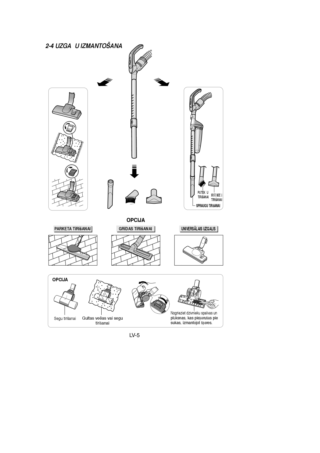 Samsung VCC7294H3G/SBW, VCC7294H3G/XSB, VCC7295H3O/XSB, VCC7295H3O/SBW manual UZGAπU Izmantošana 