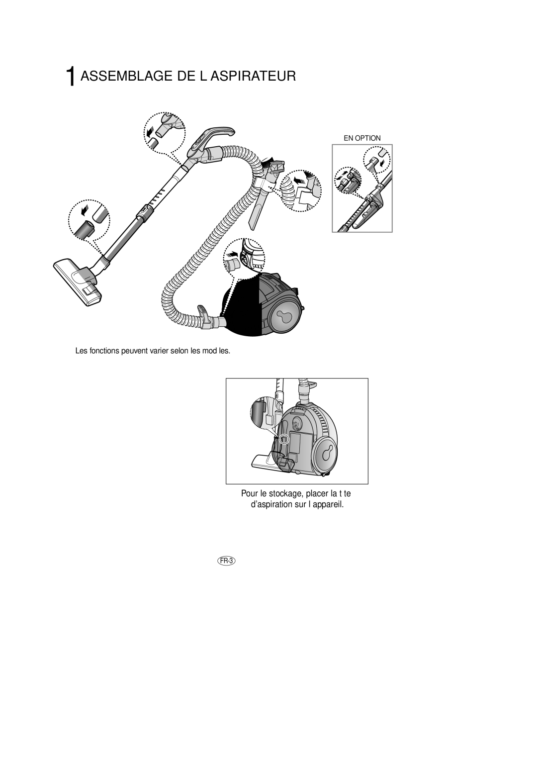 Samsung VCC7290H3O/XEG, VCC7294H3O/XEG, VCC7254H3O/XEG, VCC7253H3S/XEG, VCC7250H3G/XEG manual Assemblage DE L’ASPIRATEUR 