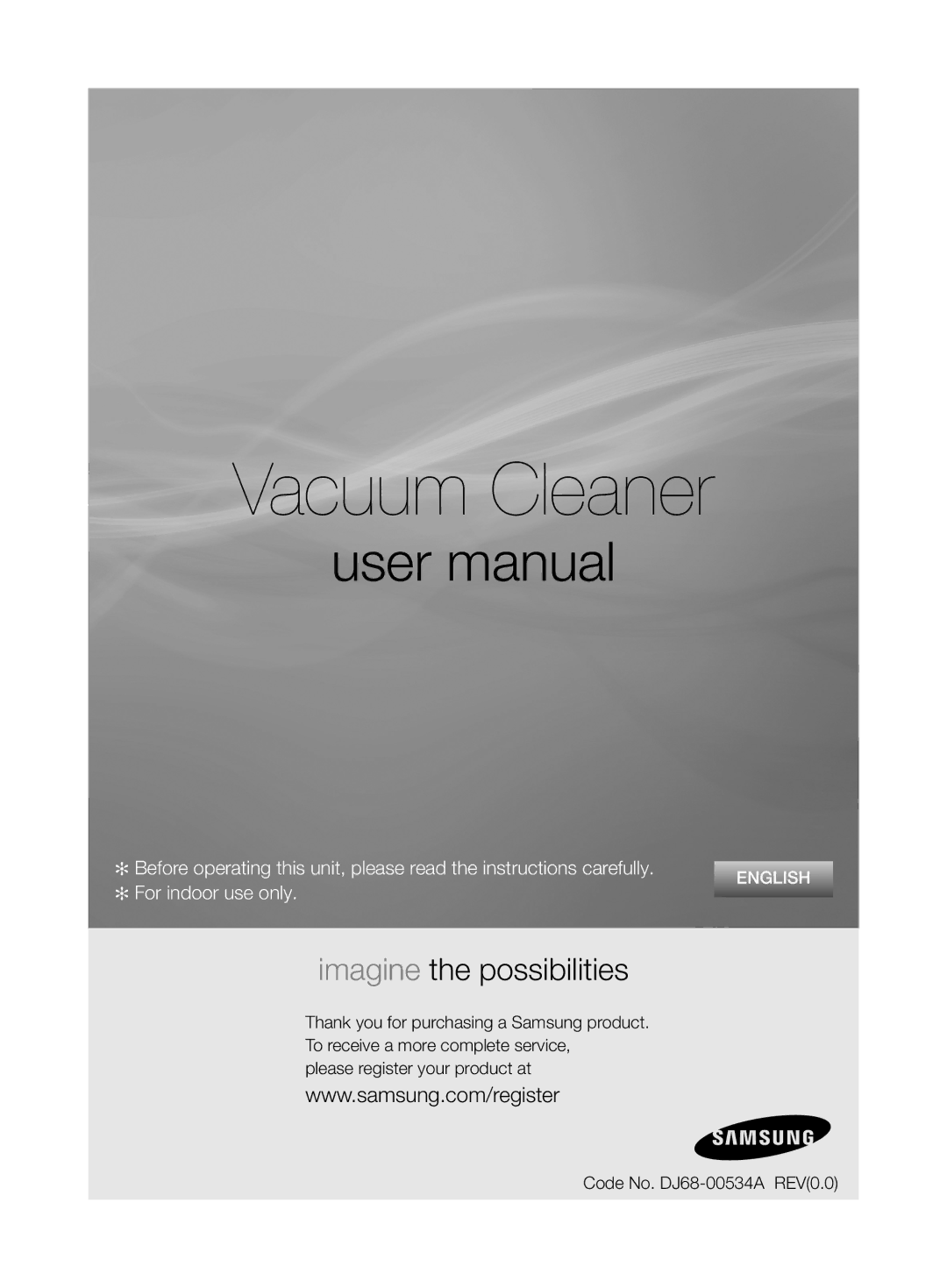 Samsung VCC7450V3R/HAC manual Vacuum Cleaner 