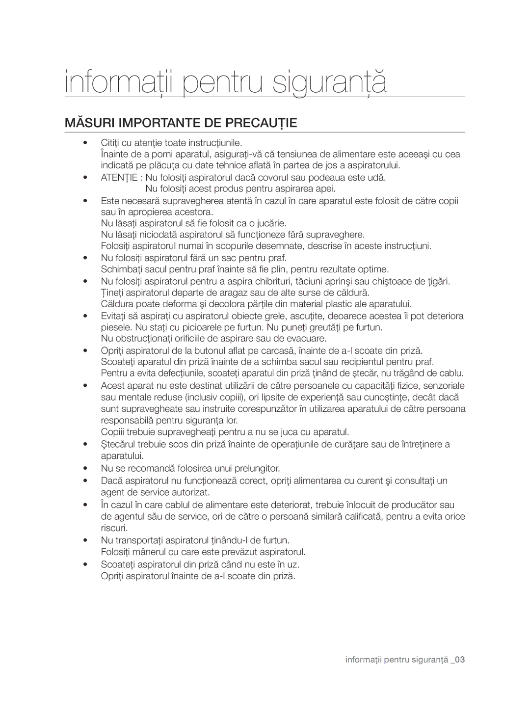 Samsung VCC7485V3K/XEH, VCC7485V3R/BOL, VCC7485V3K/BOL manual Măsuri Importante DE Precauţie 