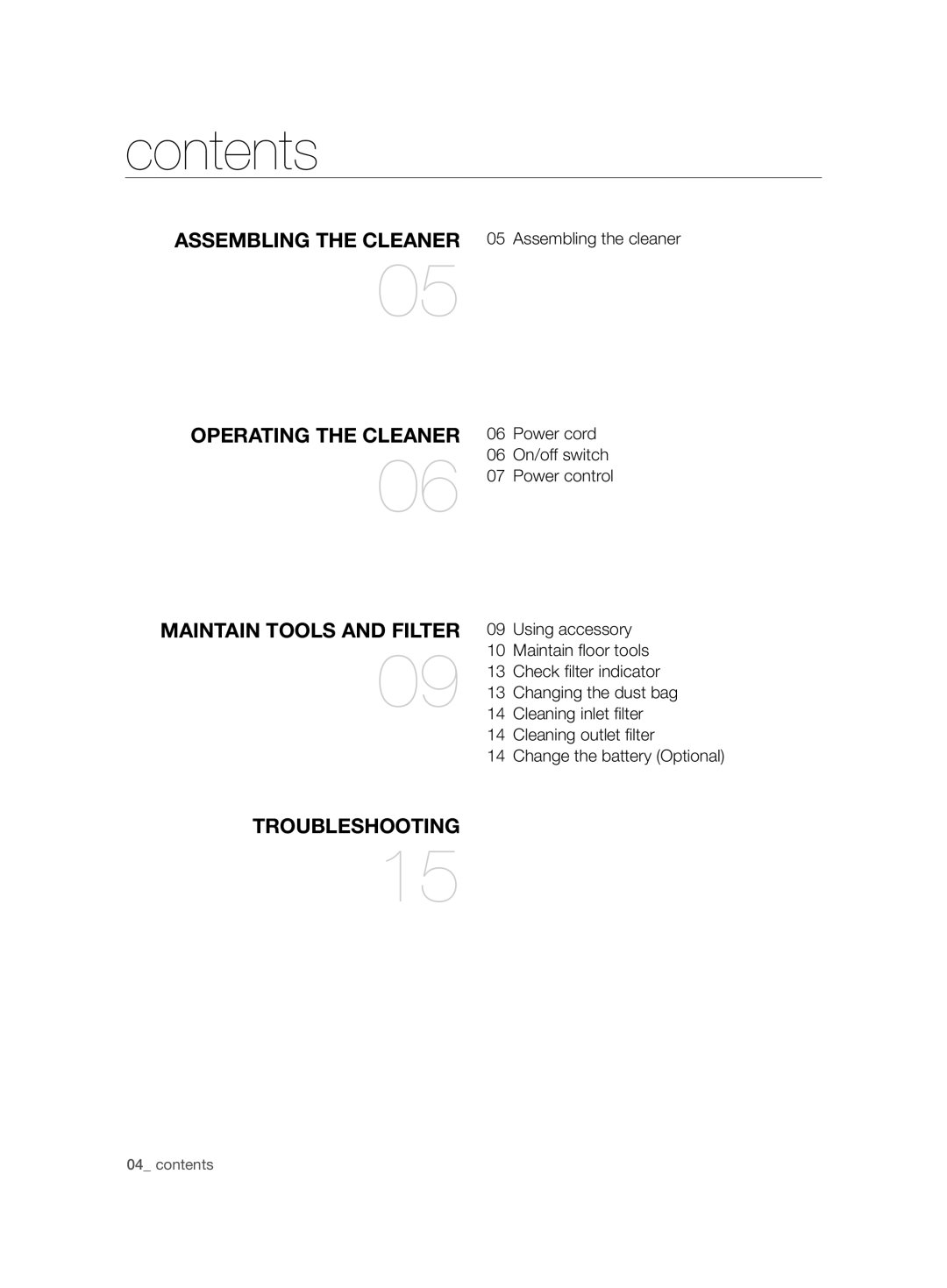 Samsung VCC7490H3K/XEE, VCC7480V3R/XEE manual Contents 