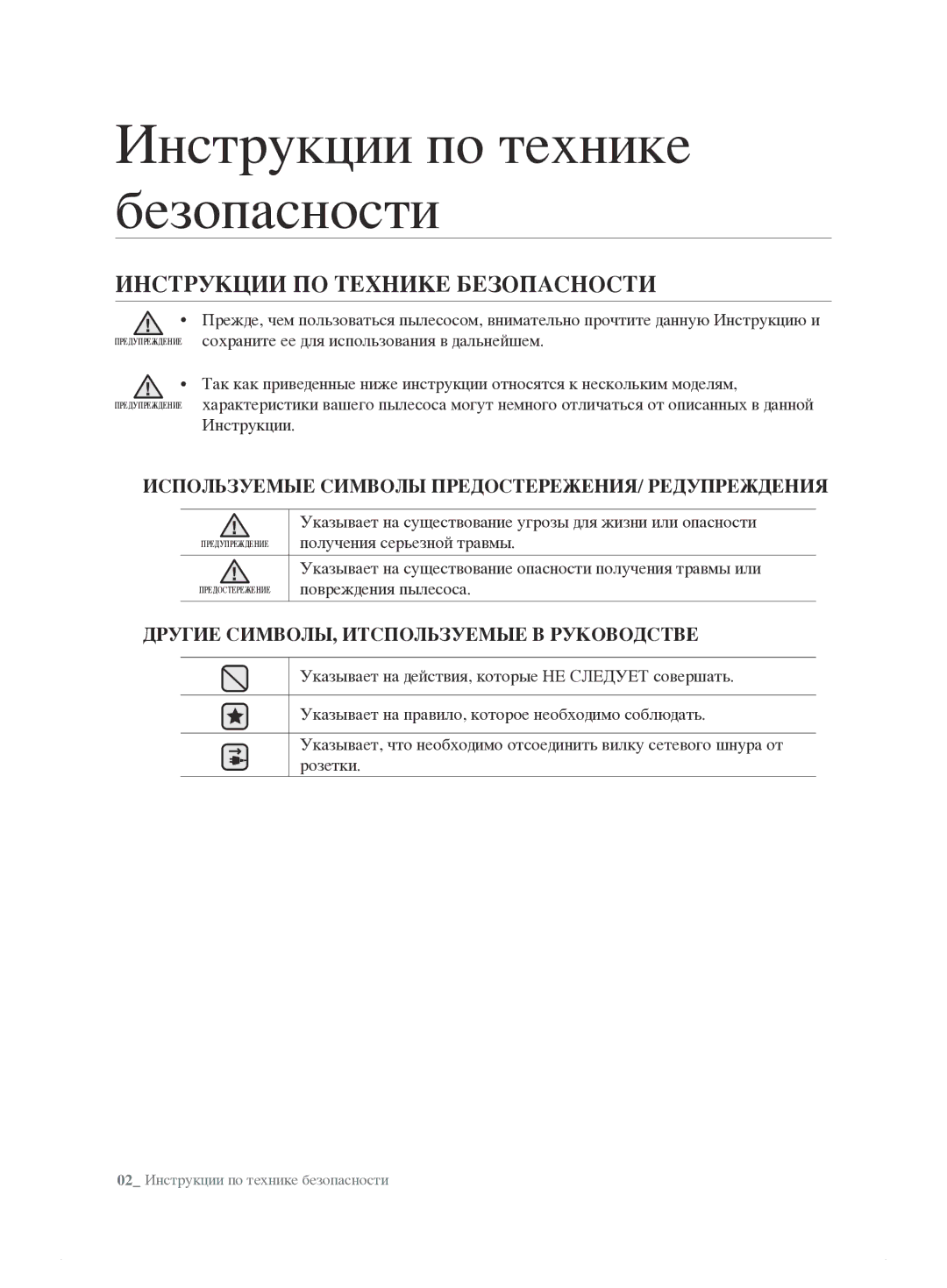 Samsung VCC7495H3K/XSB manual Инструкции по технике безопасности 