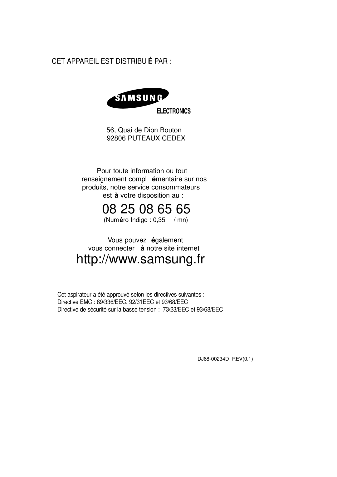 Samsung VCC7850V3B/XEF, VCC7870V3N/XEF manual 08 25 08 65 