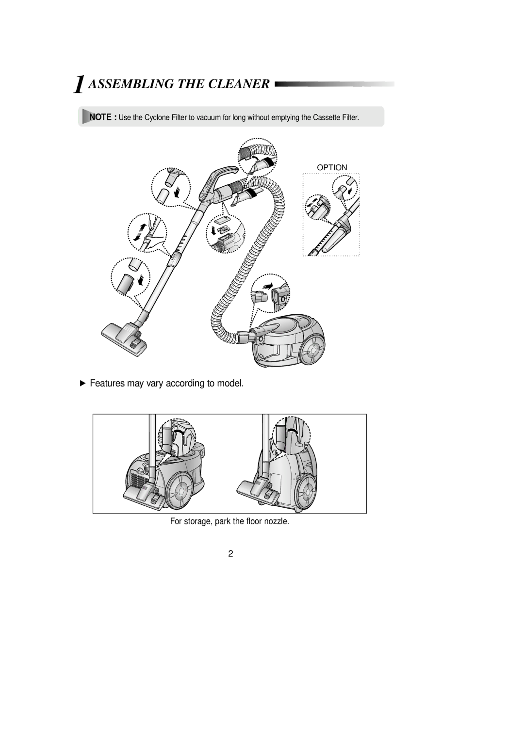 Samsung VCC8020H3S/XFA, VCC8020H2S/XST manual Assembling the Cleaner 