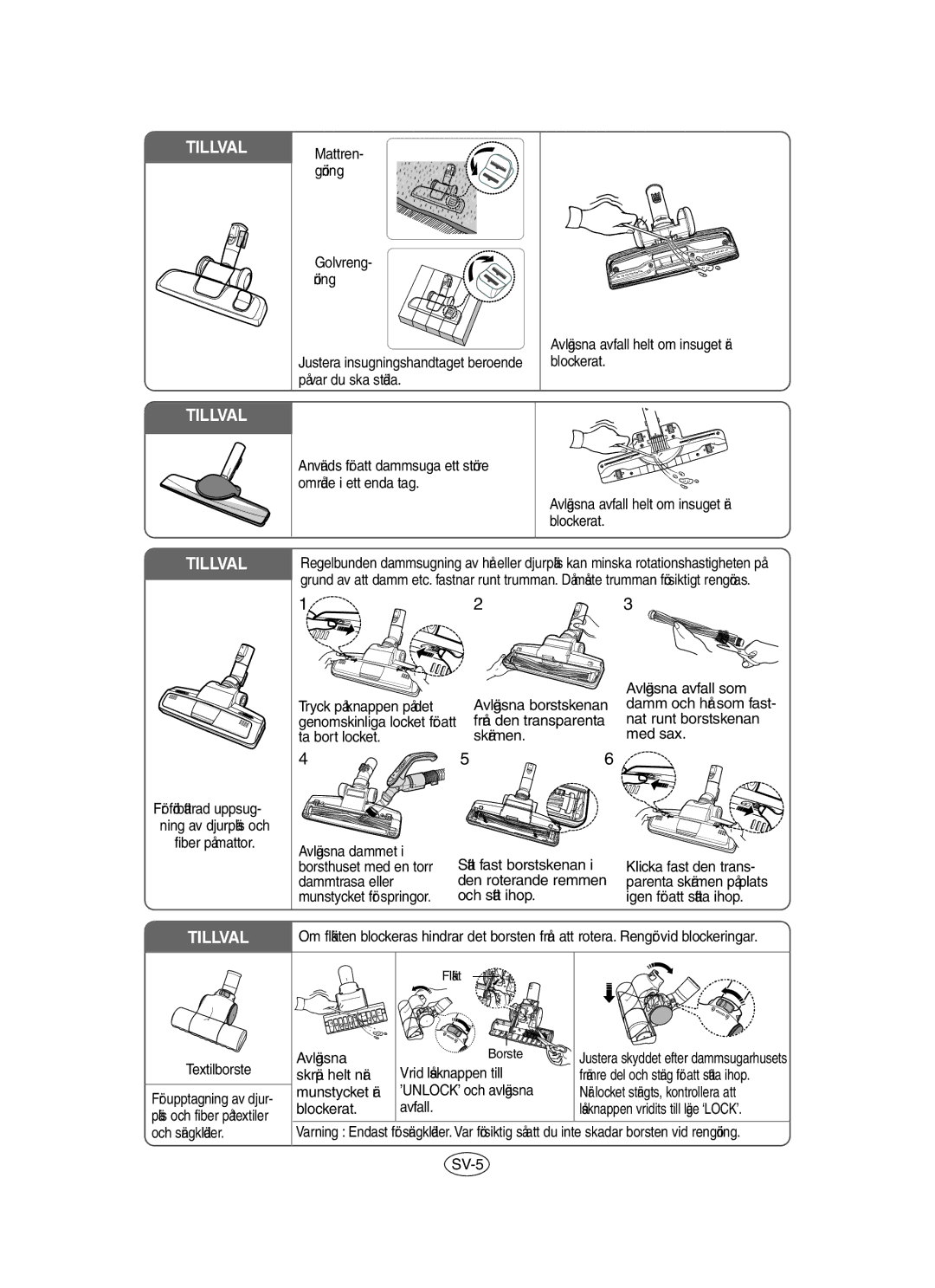 Samsung VCC8430V3S/XEE, VCC8480H3R/XEE, VCC8420V31/XEE manual Nat runt borstskenan 