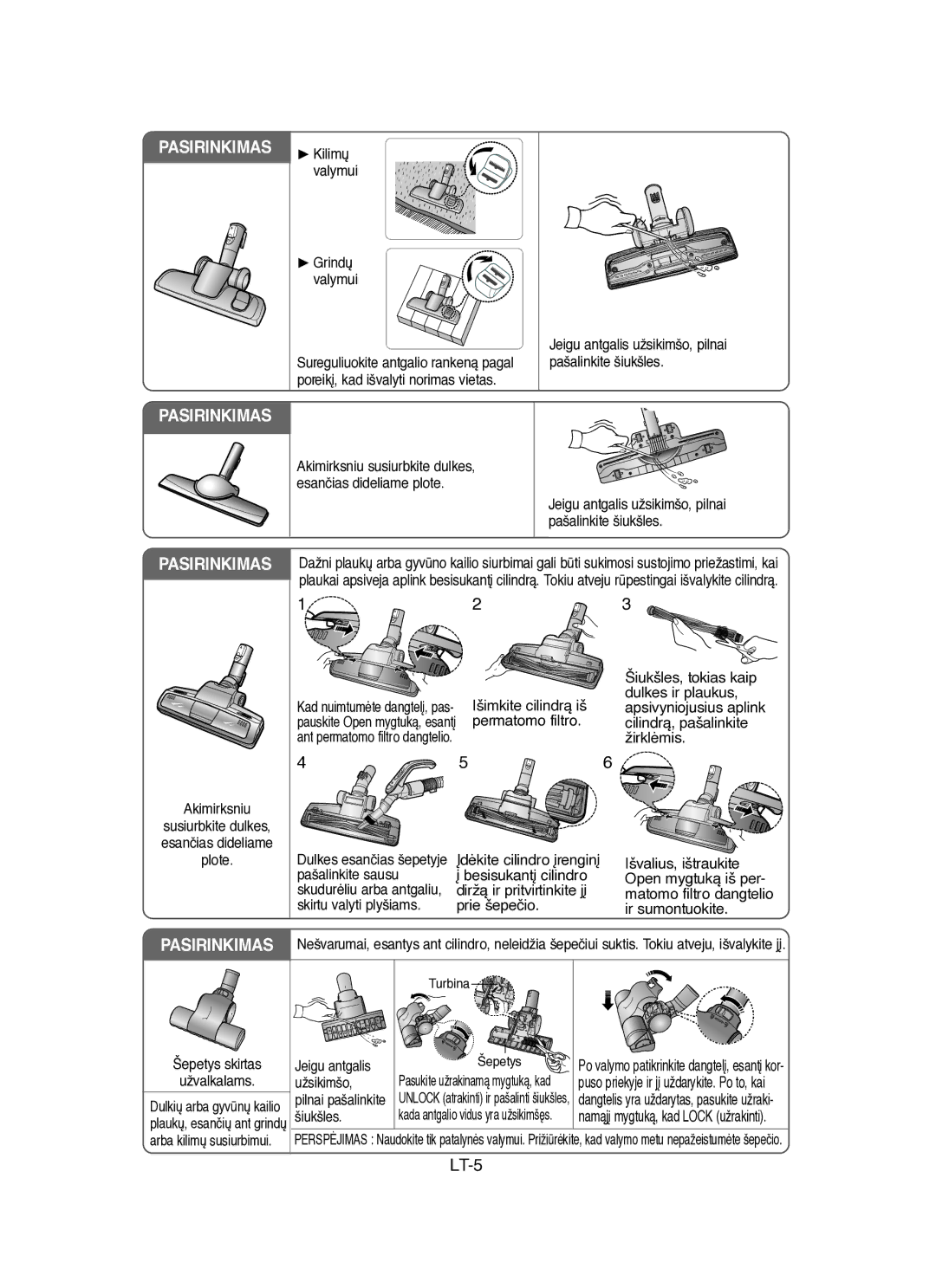 Samsung VCC8451H3B/SBW, VCC8431V3R/SBW manual Pasirinkimas 