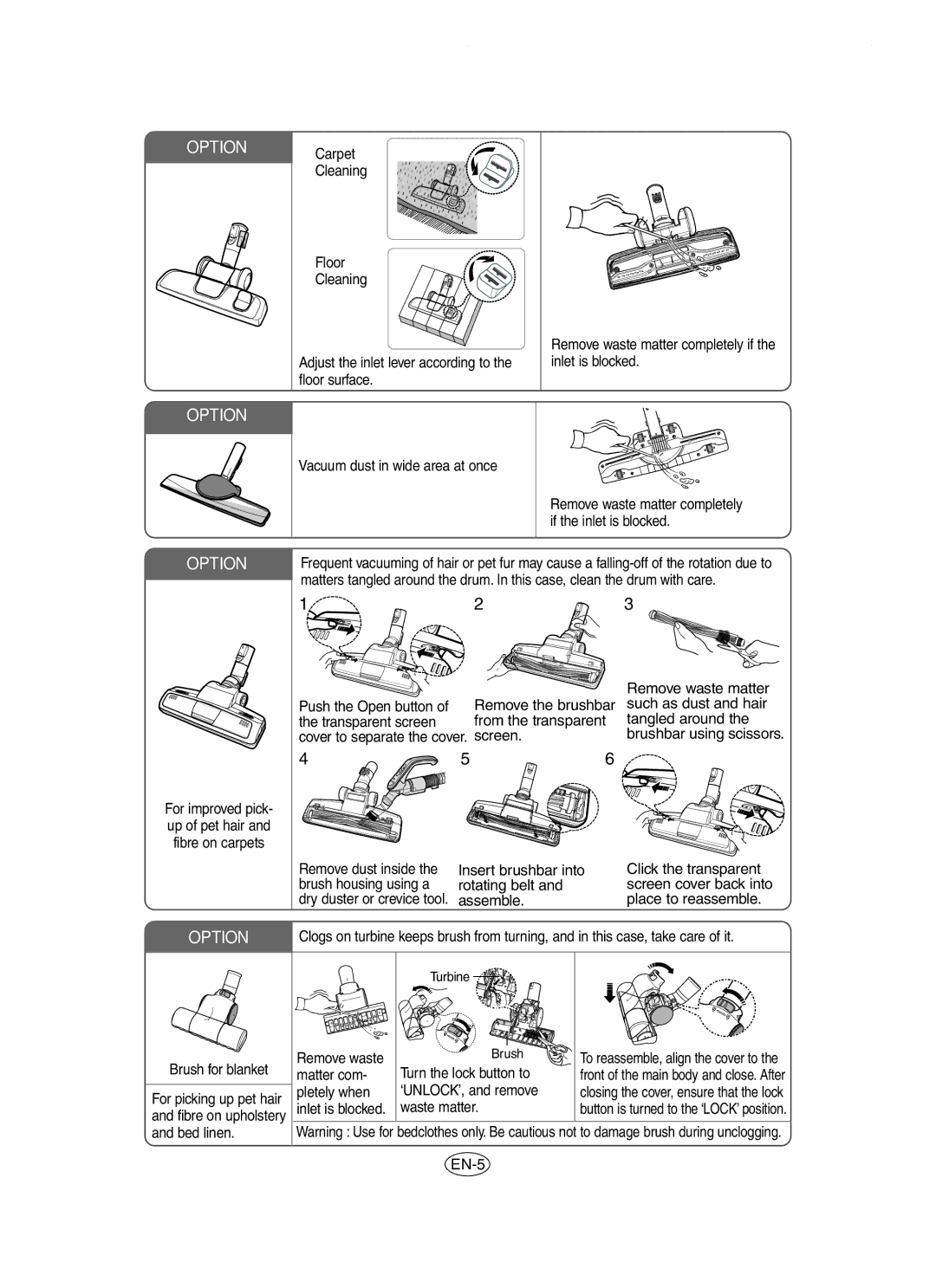 Samsung VCC8481H3R/ANU manual Option Carpet 