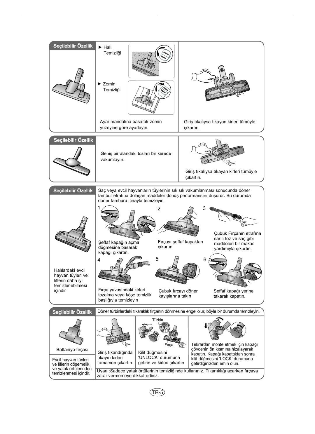 Samsung VCC8481H3R/ANU manual Seçilebilir Özellik 