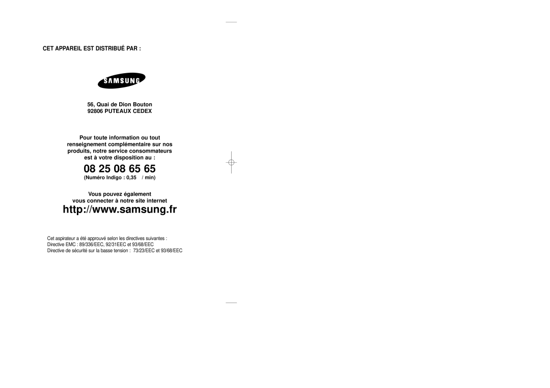 Samsung VCC8550H3K/XEF manual 08 25 08 65 