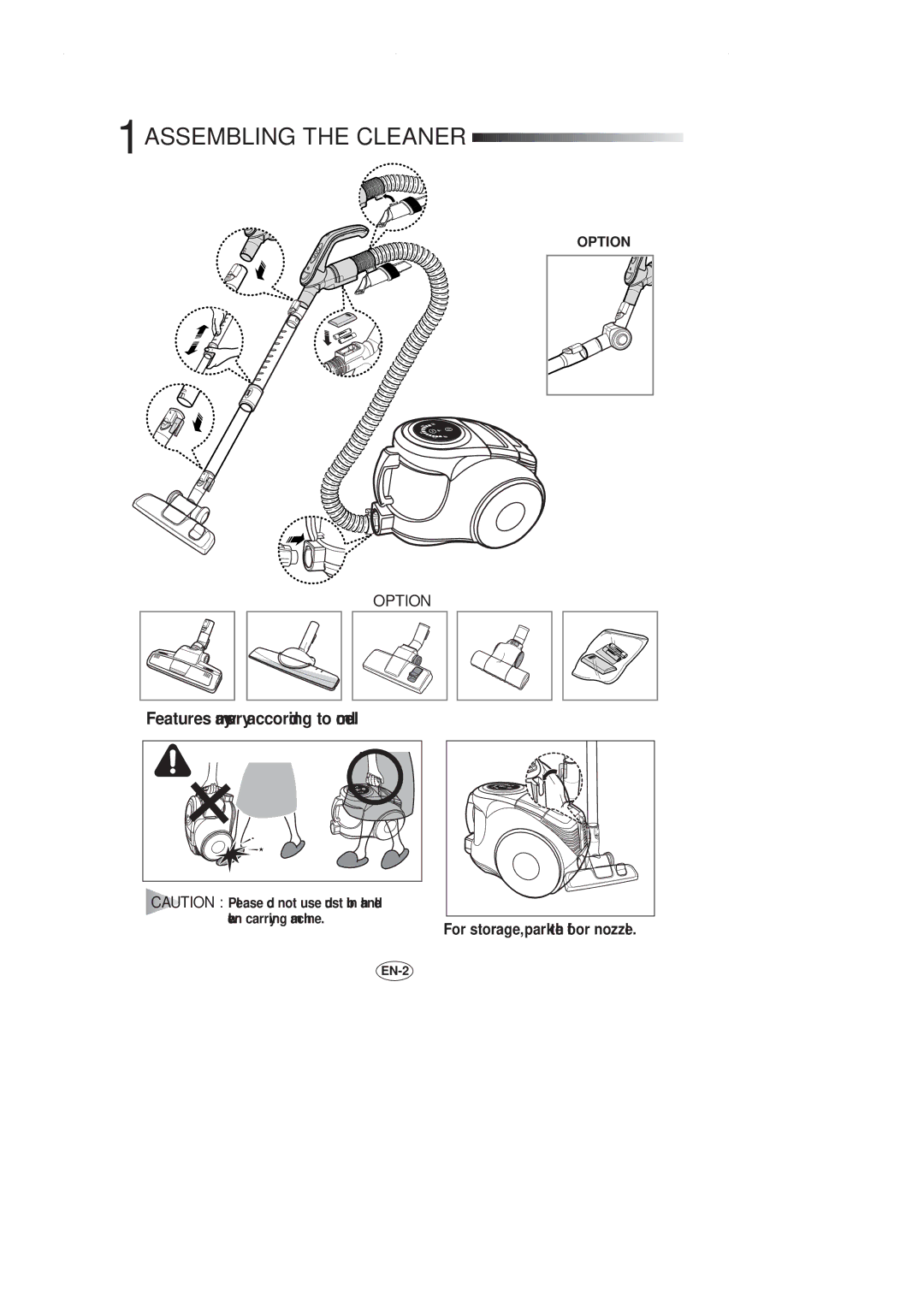 Samsung VCC8551H4S/ATC, VCC8551H2K/UMG, VCC8551H3S/XSG, VCC8551H3S/XEV, VCC8551H3S/BOL manual Assembling the Cleaner 