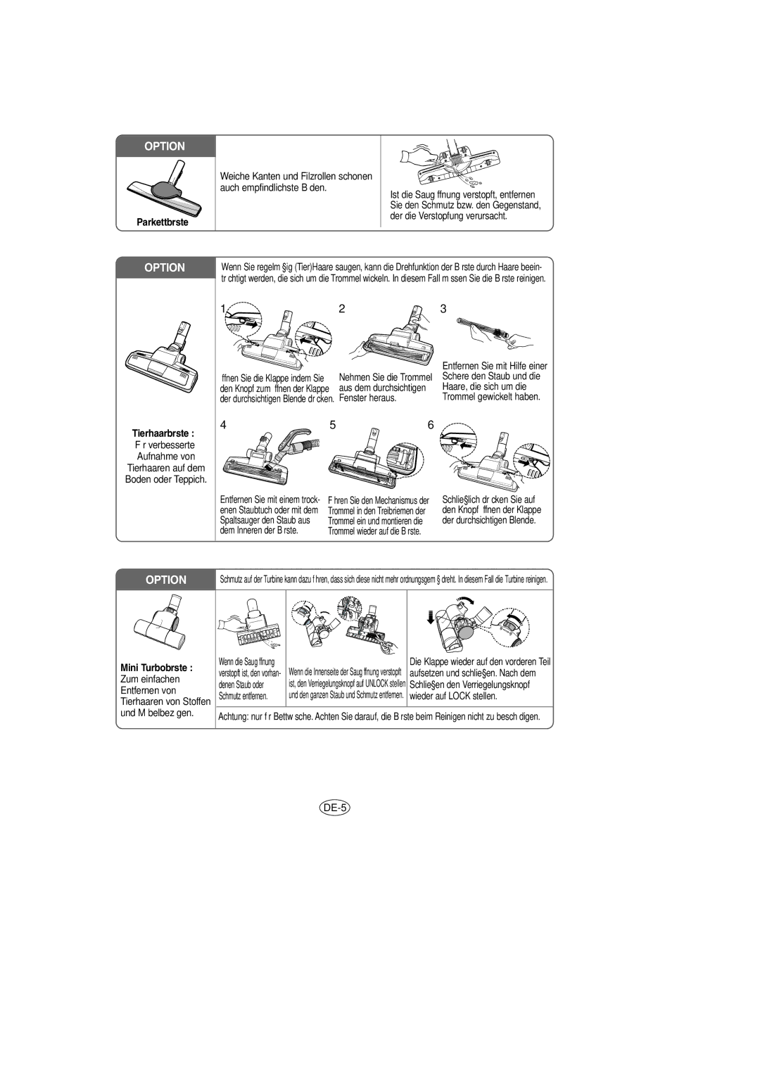 Samsung VCC8571H3K/SBW, VCC8571H3K/XEV manual Parkettbürste 