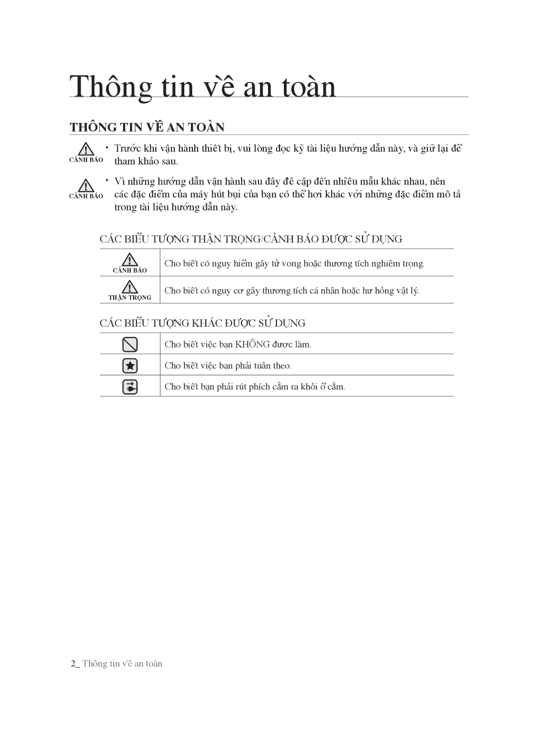 Samsung VCC8690H3A/XSV manual Thông tin về an toàn 