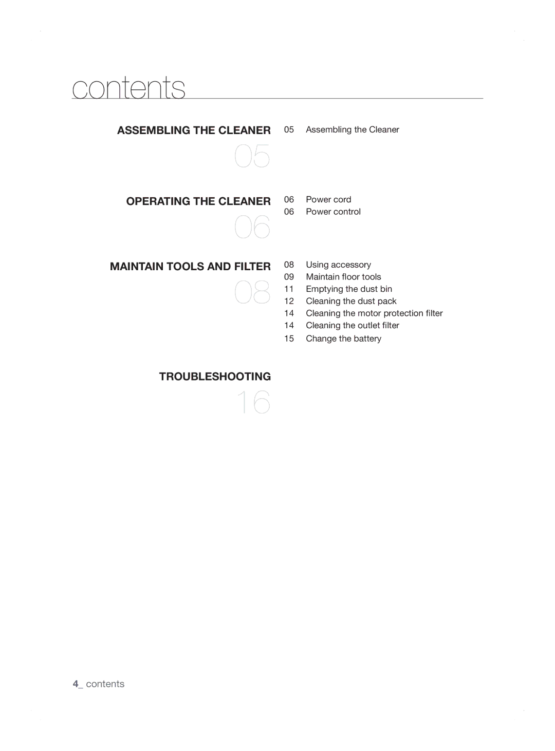 Samsung VCC8690H3A/XSV manual Contents 