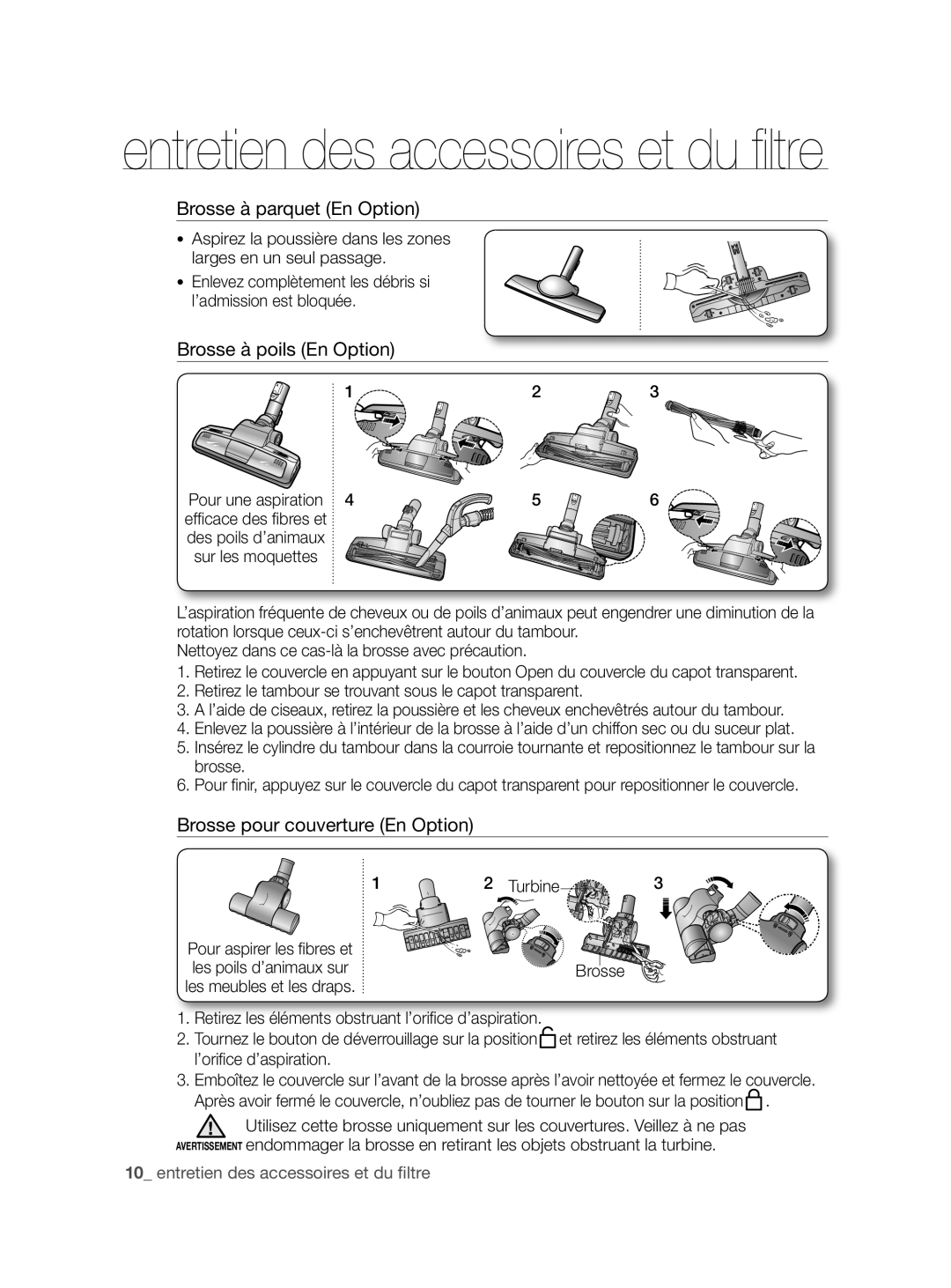 Samsung VCC86H0H3S/XEF, VCC86G0V3A/XEF manual Brosse à parquet En Option 