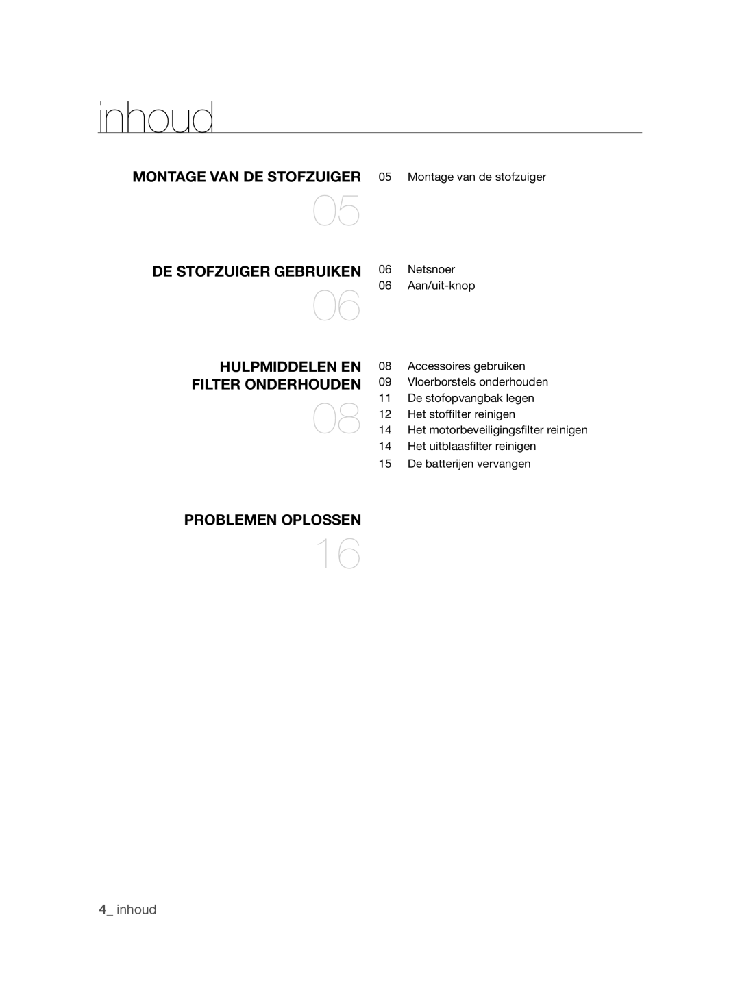 Samsung VCC86H0H3S/XEG, VCC86H0H3S/XEF manual Inhoud 