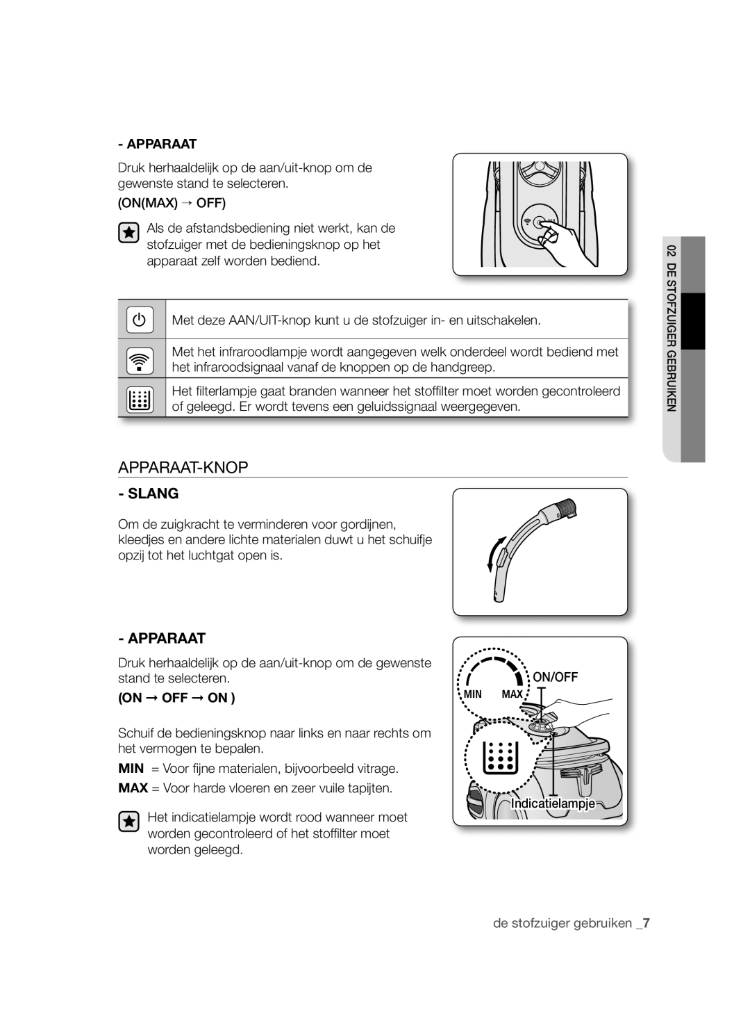 Samsung VCC86H0H3S/XEF, VCC86H0H3S/XEG manual Apparaat, Indicatielampje 