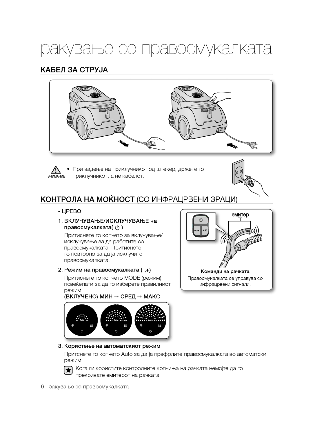 Samsung VCC8780H3A/XSG, VCC8780H3A/BOL, VCC8780H3A/TWL Кабел ЗА Струја, Контрола НА Моќност со инфрацрвени зраци, Емитер 