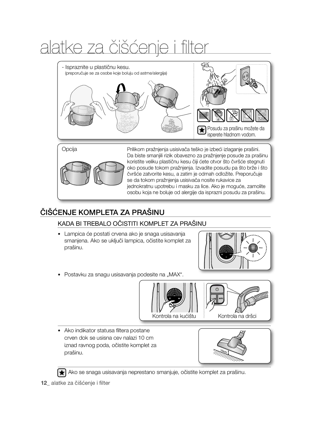 Samsung VCC8780H3A/BOL, VCC8780H3A/TWL Čišćenje Kompleta ZA Prašinu, Kada BI Trebalo Očistiti Komplet ZA Prašinu, Opcija 