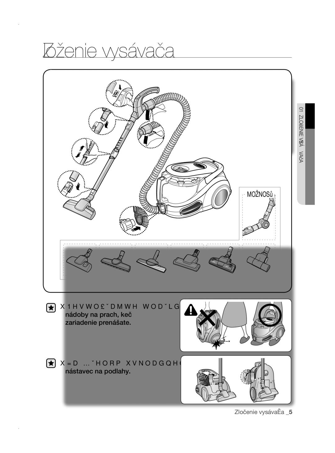 Samsung VCC8780H3A/XEH manual Zloženie vysávača 