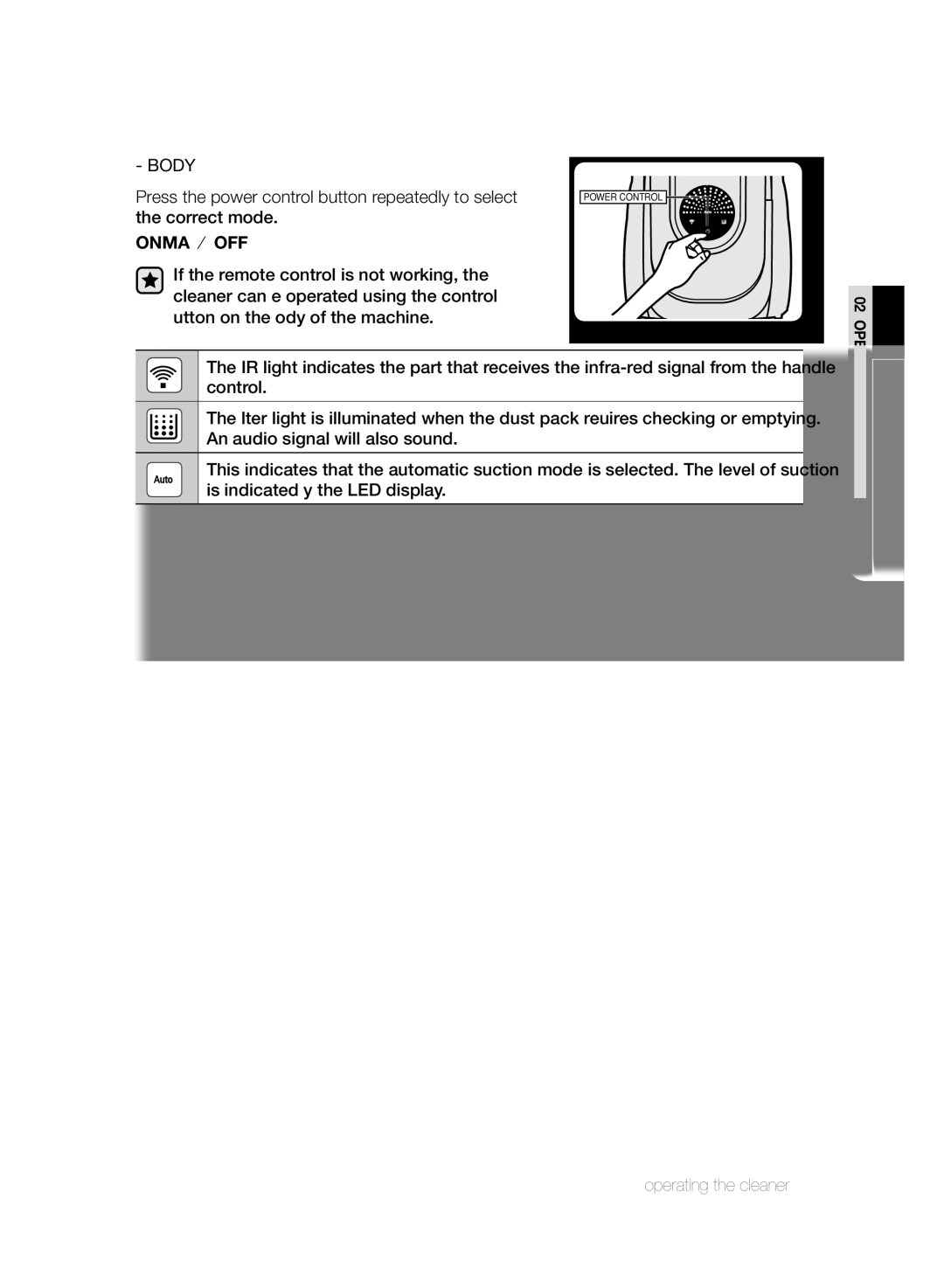 Samsung VCC8790H3K/HAC manual BOdY, Onmax → OFF 