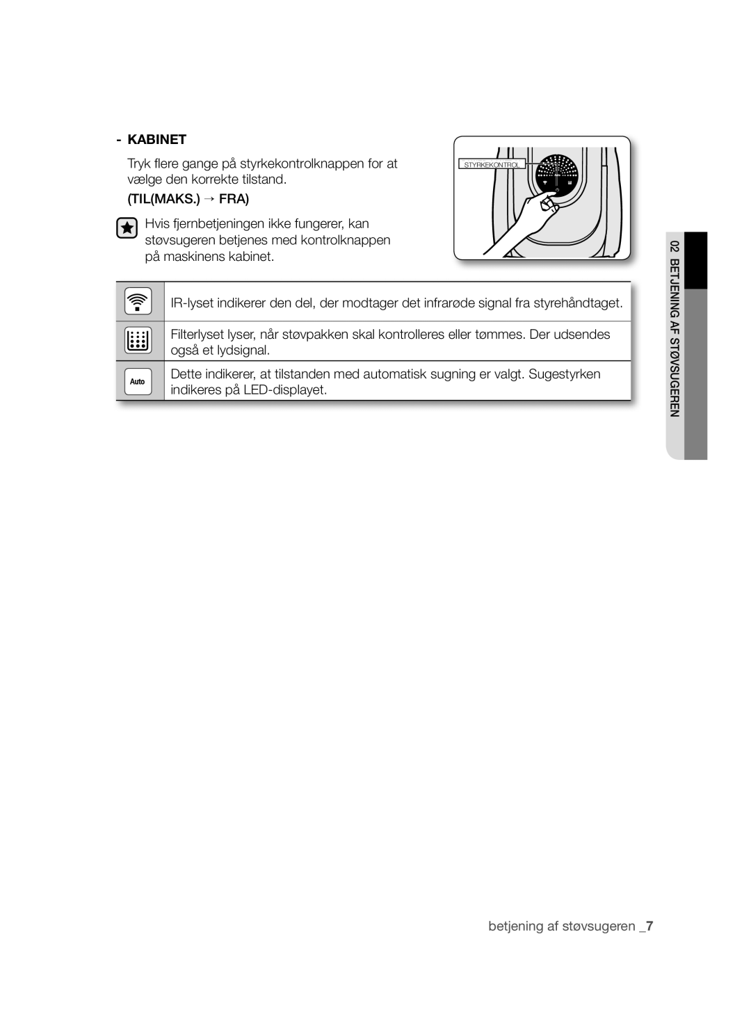 Samsung VCC8790H3K/XEE manual Kabinet, Tilmaks. → Fra 