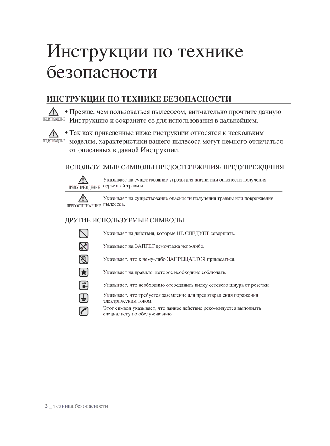 Samsung VCC8796H3K/XEV, VCC8786H3K/XEV manual Инструкции по технике безопасности, Инструкции ПО Технике Безопасности 