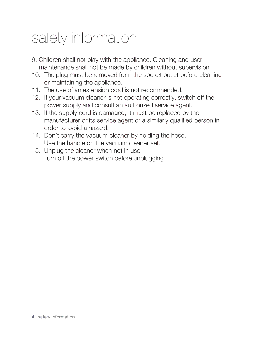 Samsung VCC8830V3R/SML manual Safety information 