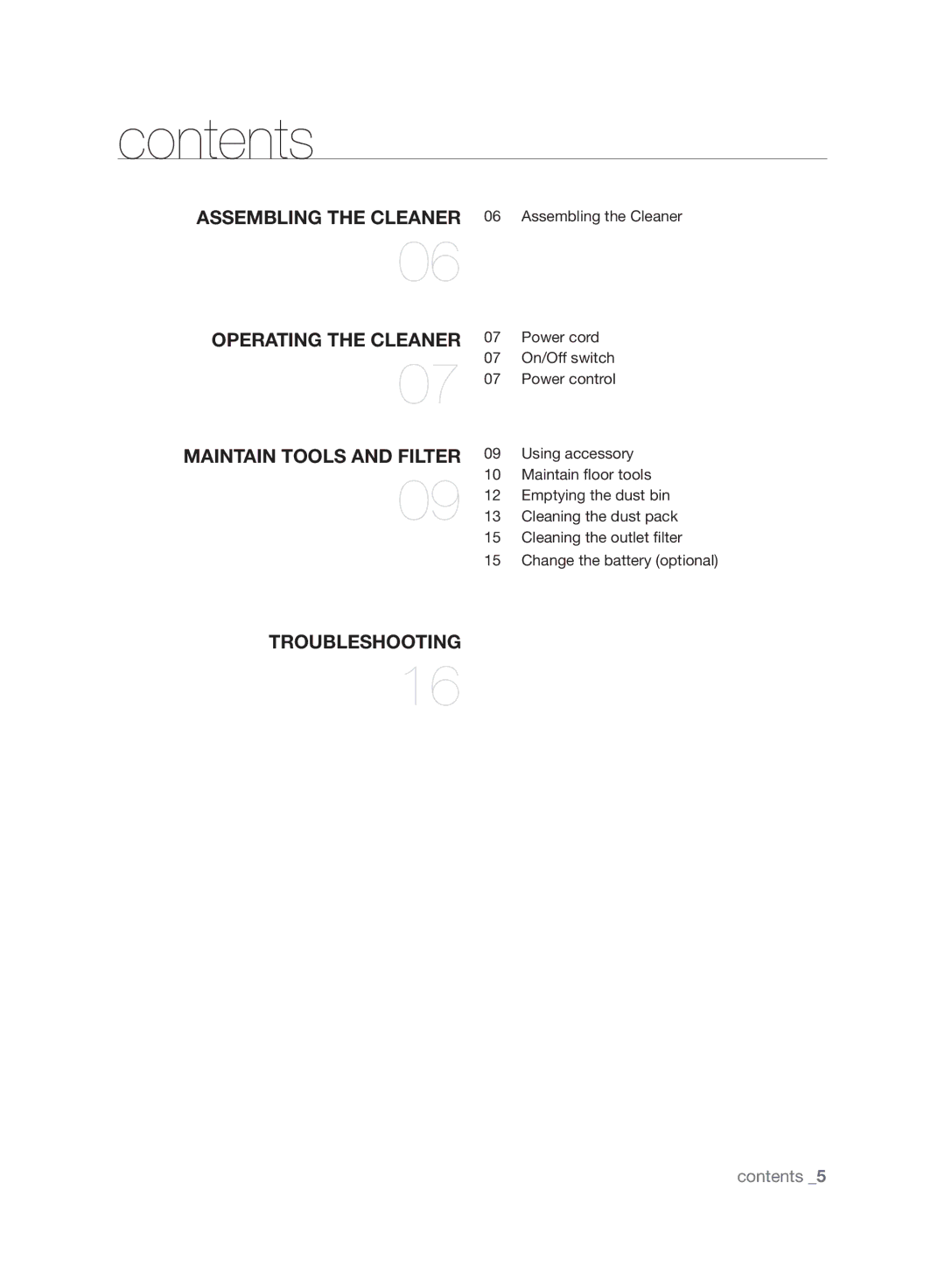 Samsung VCC8830V3R/SML manual Contents 