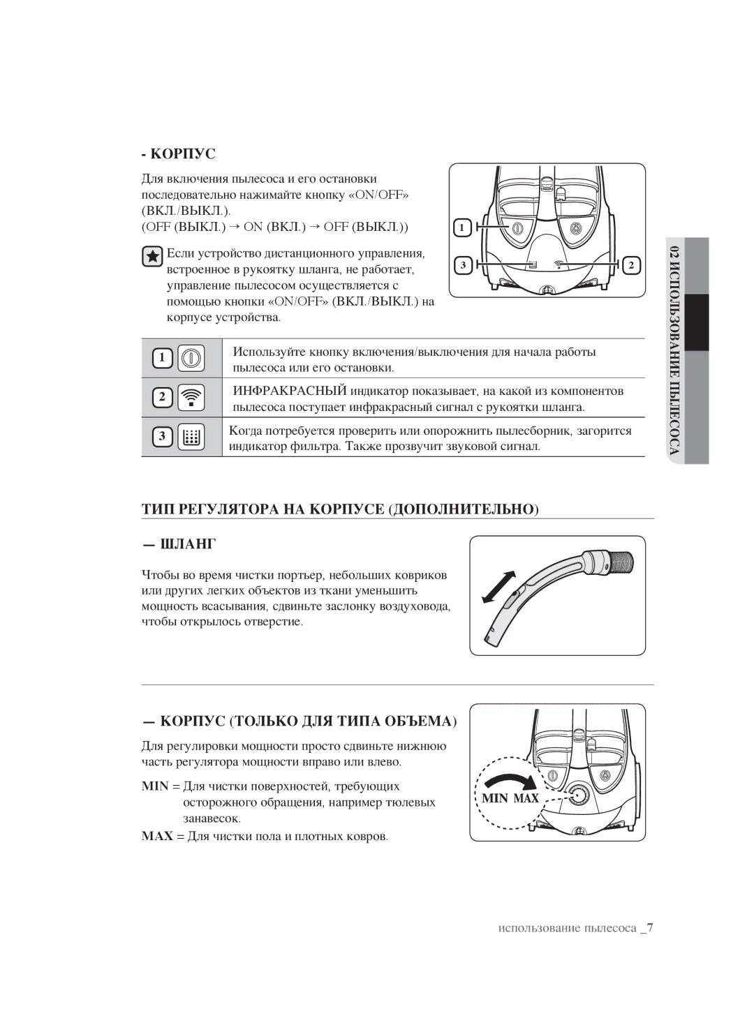 Samsung VCC8851H34/XEV, VCC8830V3S/XEV ТИП Регулятора НА Корпусе Дополнительно Шланг, Корпус Только ДЛЯ Типа Объема 