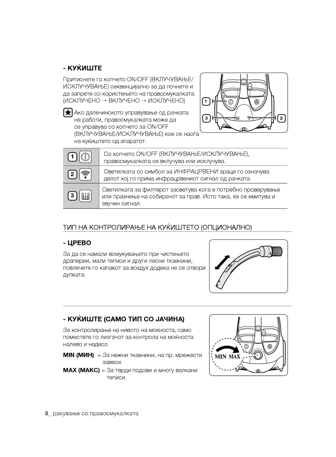 Samsung VCC88E0H3R/BOL, VCC8850H3B/XEC manual ТИП НА Контролирање НА Куќиштето Опционално, Куќиште Само ТИП СО Јачина 