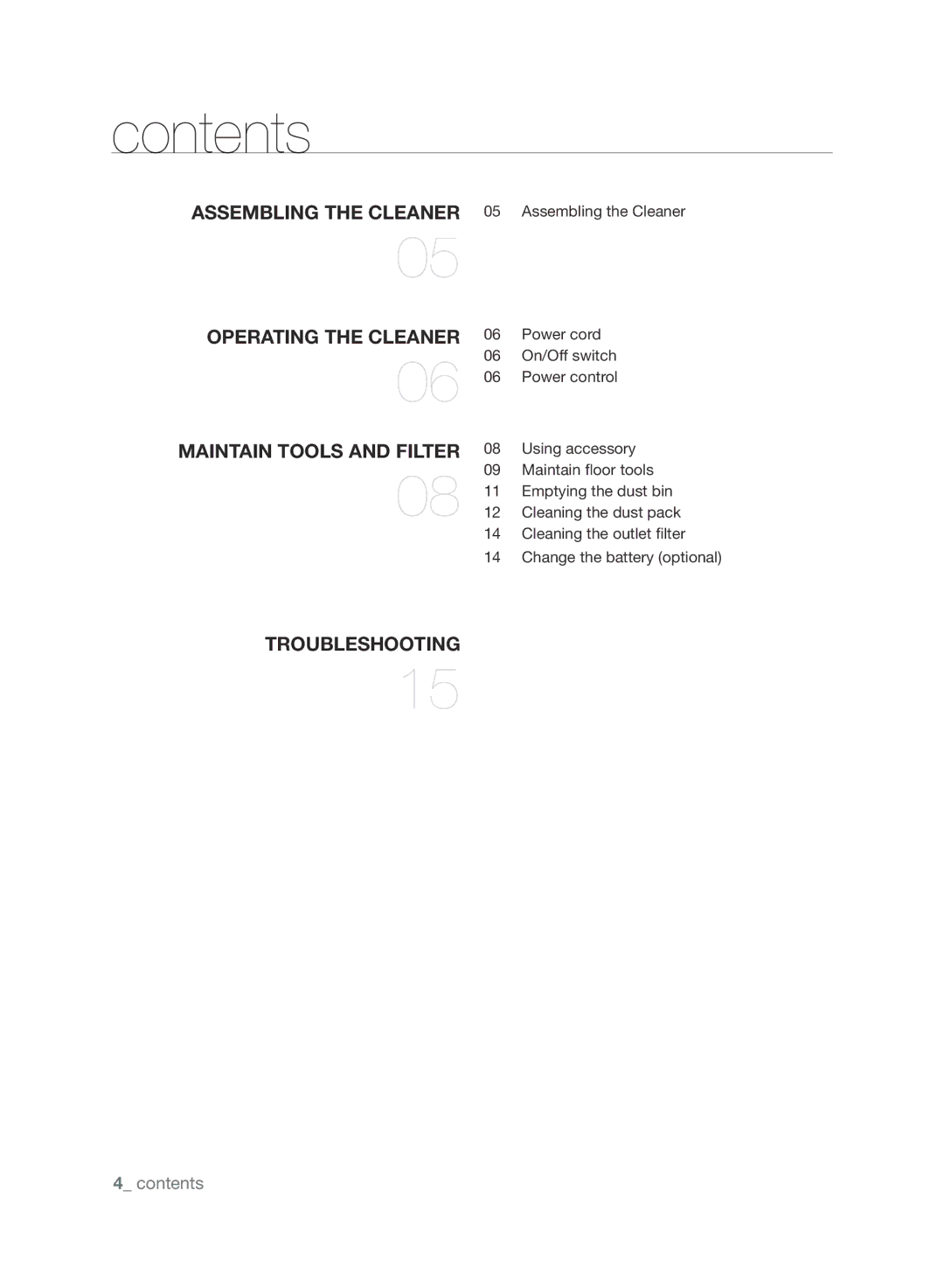 Samsung VCC8850H3B/XEE, VCC8850H3R/XEE manual Contents 