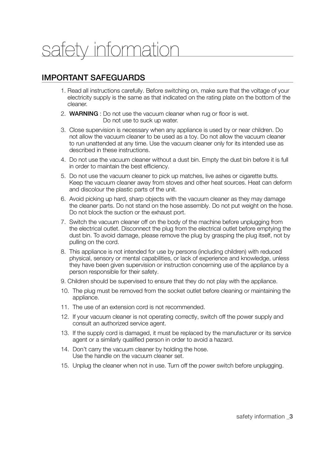 Samsung VCC8870H3B/SML manual Important Safeguards 