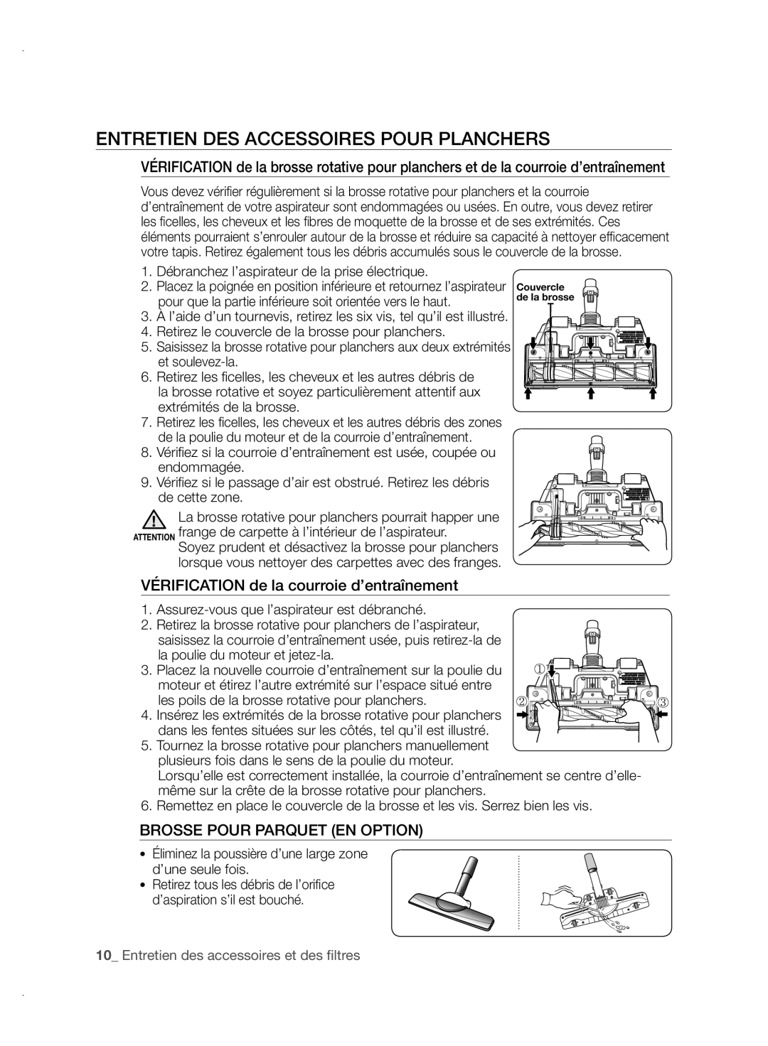 Samsung VCC88P0H1B user manual Entretien DES Accessoires Pour Planchers, Brosse Pour Parquet EN Option 