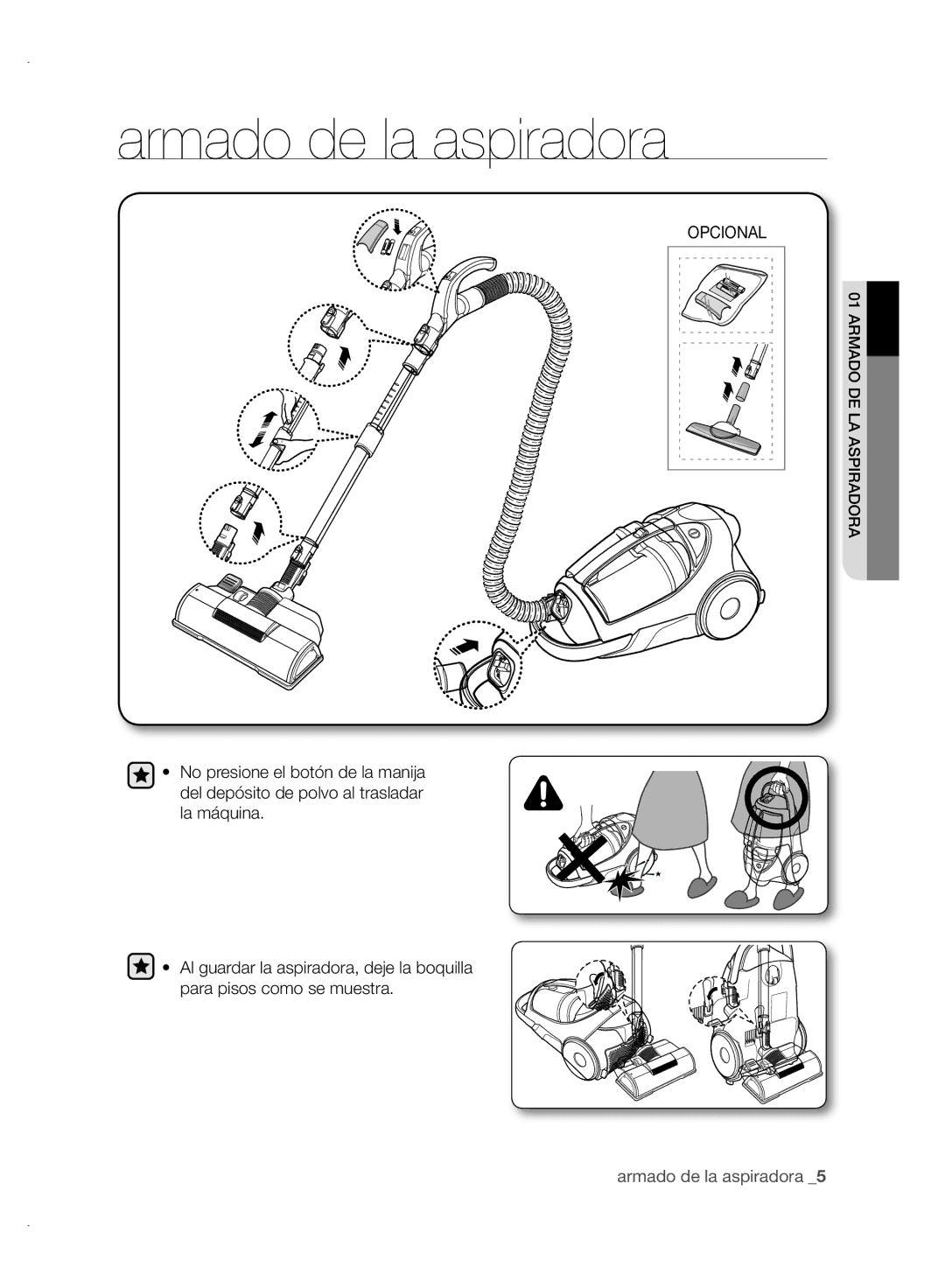 Samsung VCC88P0H1B user manual Armado de la aspiradora, Opcional 