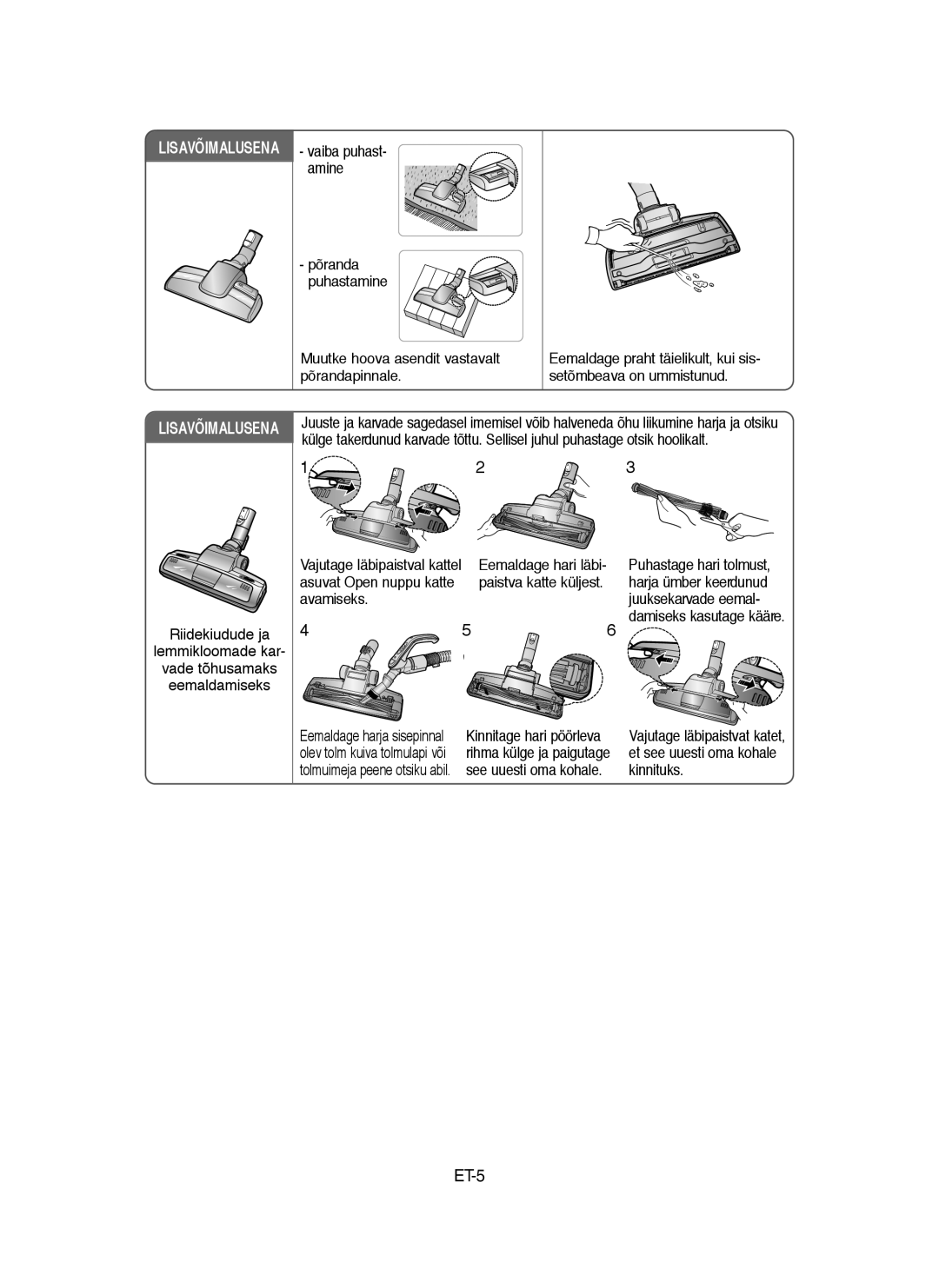 Samsung VCC9160H3C/SBW, VCC9160H3C/XSB manual ET-5 