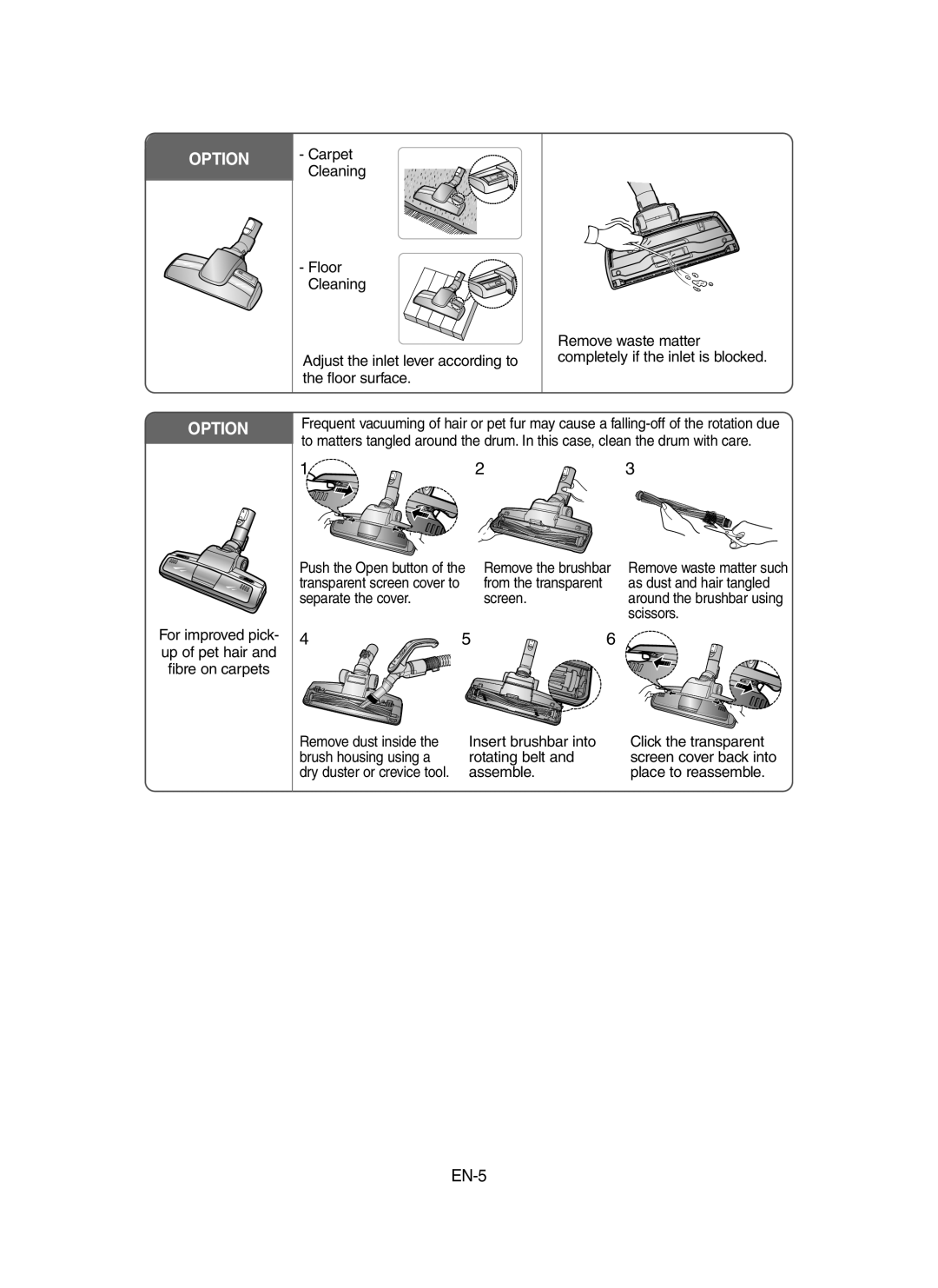 Samsung VCC9160H3C/XSB, VCC9160H3C/SBW manual Option 