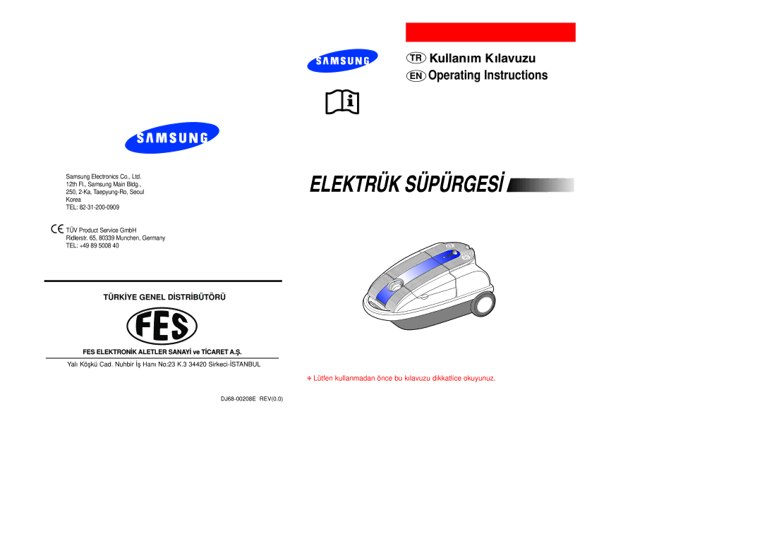 Samsung VCC9250V2B/FES, VCC9250V4B/ATC, VCC9250V3B/XFA, VCC9250V3B/XSG manual EN Operating Instructions 