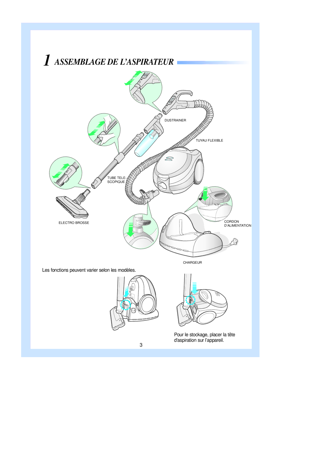 Samsung VCC9350H3S/XEF manual Assemblage DE L’ASPIRATEUR 