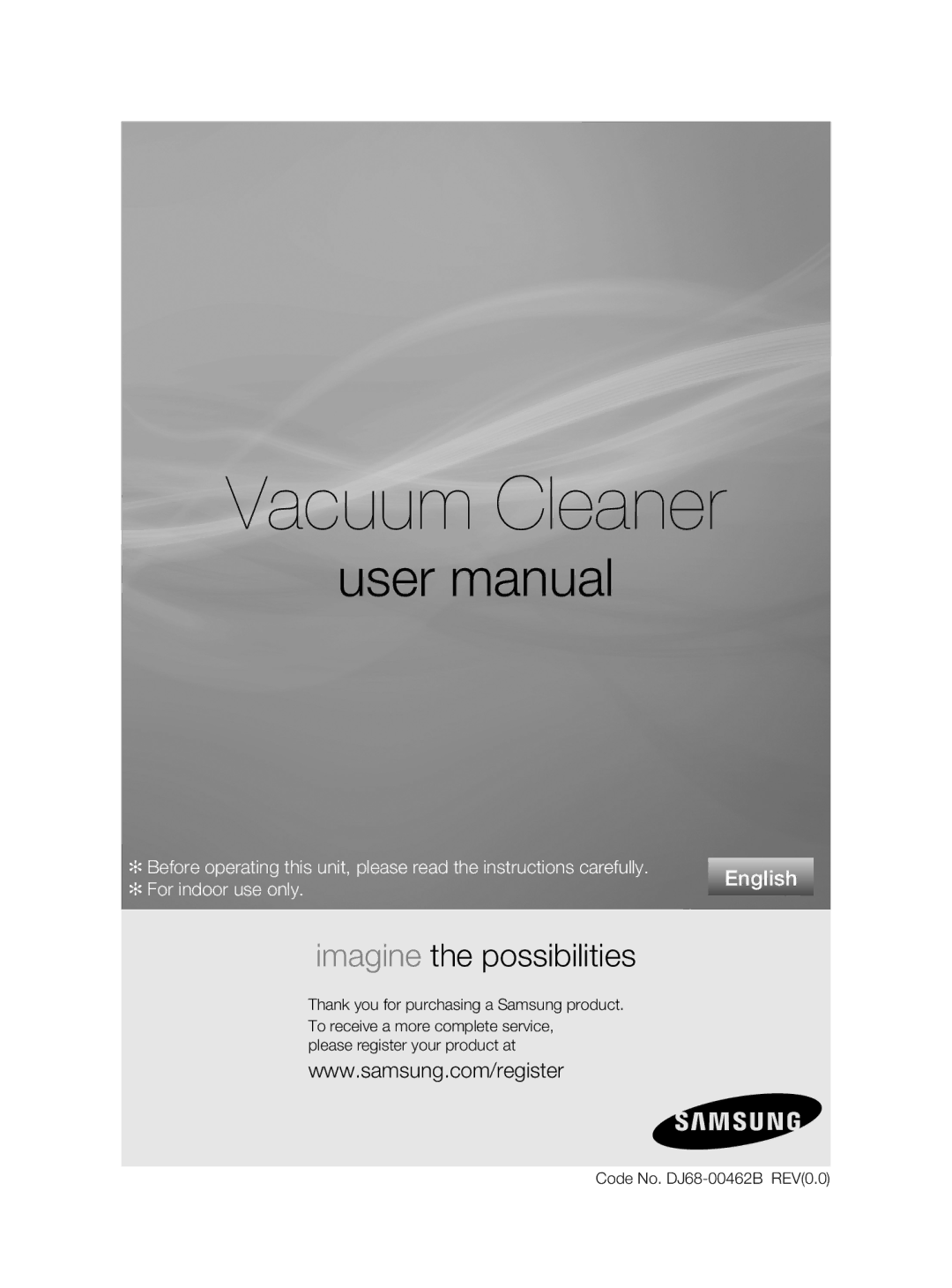 Samsung VCC9380V3B/BAY, VCC9380V3S/BAY, VCC9380V3R/BAY, VCC9380V3B/UMG manual Vacuum Cleaner 