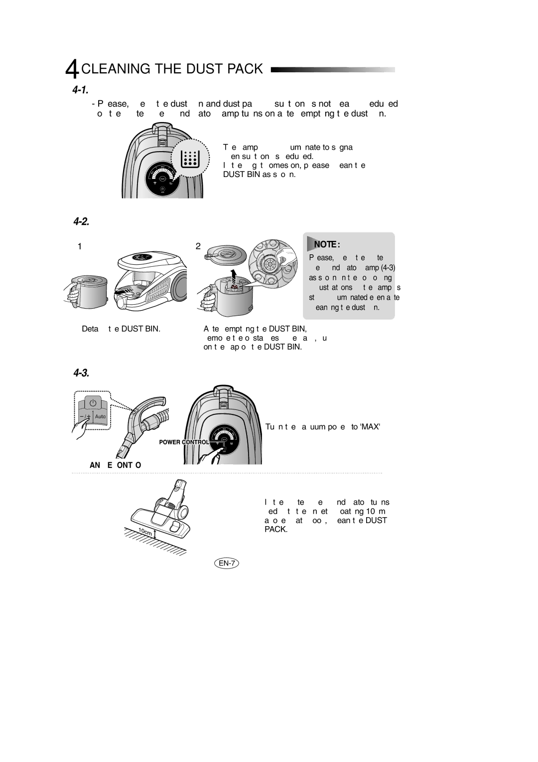 Samsung VCC9540H3S/BOL, VCC9540H3K/EUR manual 4CLEANING the Dust Pack, When to Clean the Dust Pack 