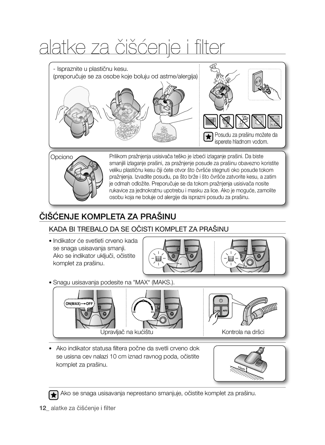 Samsung VCC9630V31/BOL manual Čišćenje Kompleta ZA Prašinu, Kada BI Trebalo DA SE Očisti Komplet ZA Prašinu, Opciono 