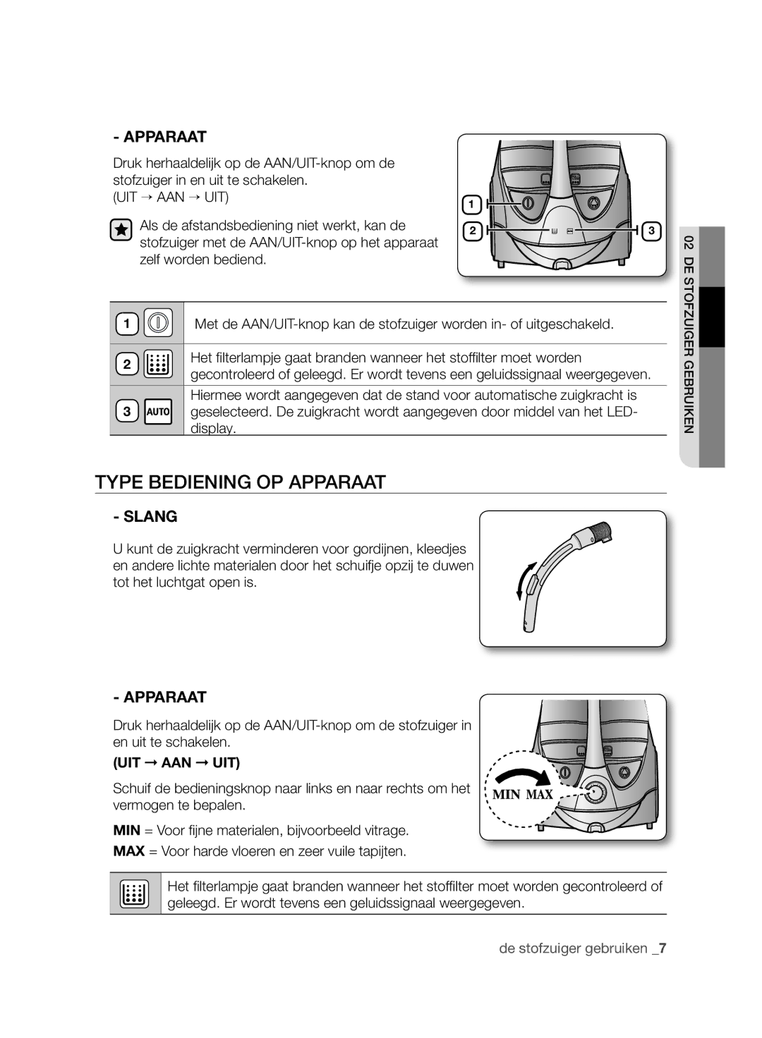 Samsung VCC9630V32/XEN manual Type Bediening OP Apparaat, Display 