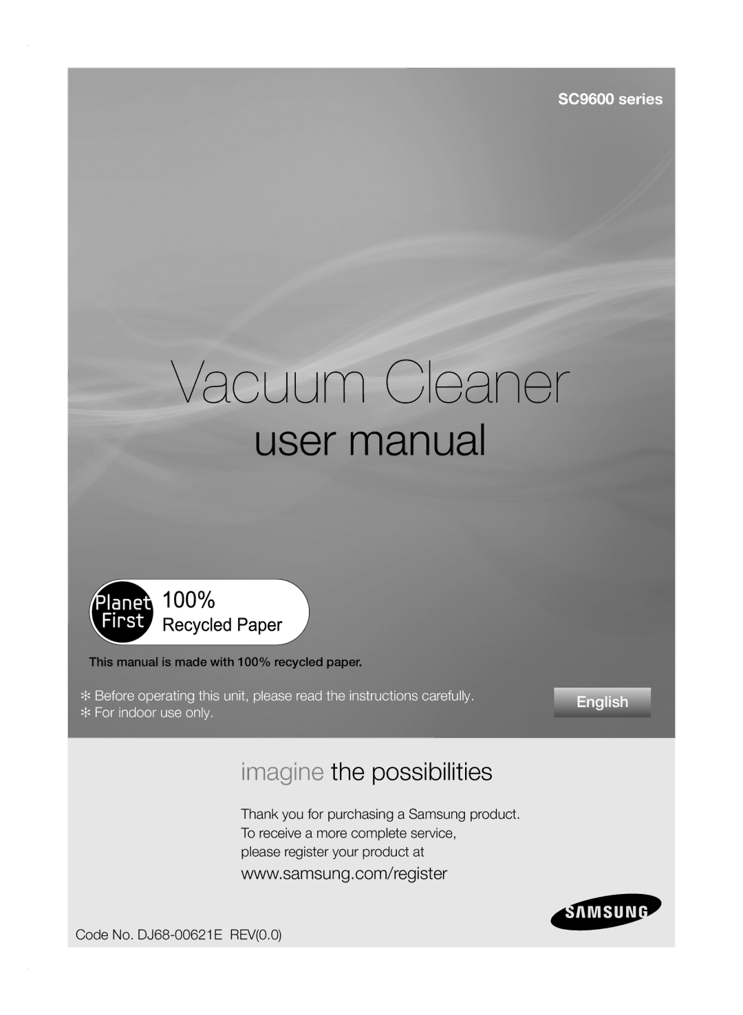 Samsung VCC9671H3V/UMG manual Vacuum Cleaner 