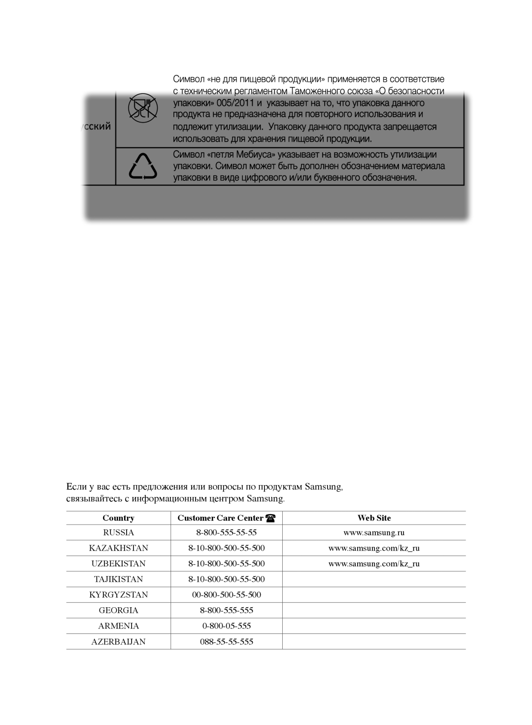 Samsung VCC9674H3G/XEV, VCC9674H3G/XSB, VCC9676H3G/XEV, VCC9634V31/XEV, VCC9670H3G/XEV, VCC9675H3R/XEV Customer Care Center 