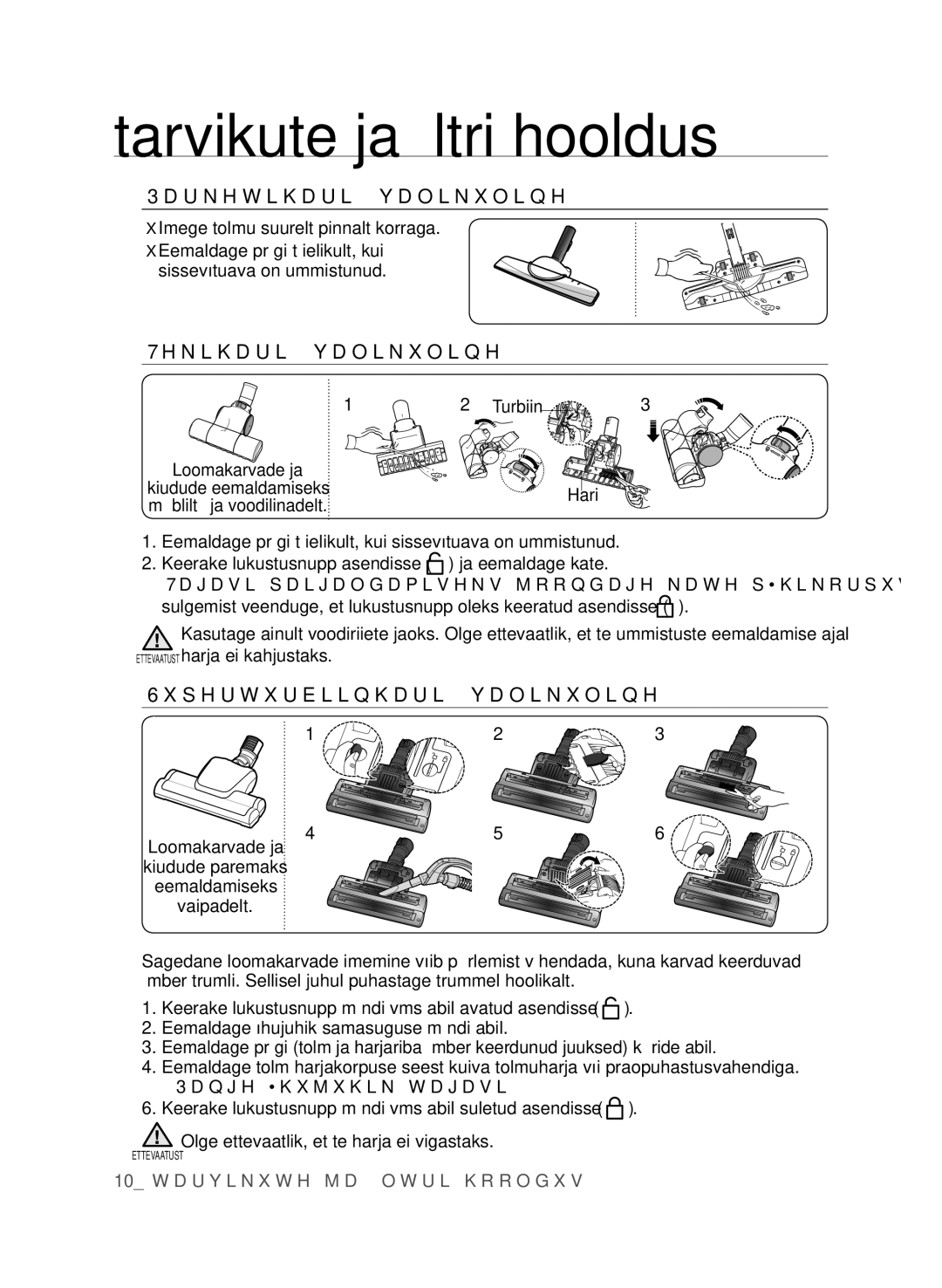 Samsung VCC9674H3G/XSB manual Parketihari valikuline, Tekihari valikuline, Superturbiinhari valikuline 