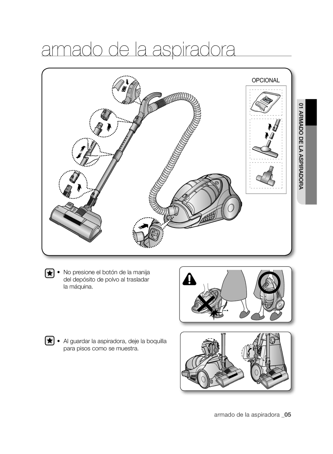 Samsung VCC96P0H1G user manual Armado de la aspiradora, Opcional 