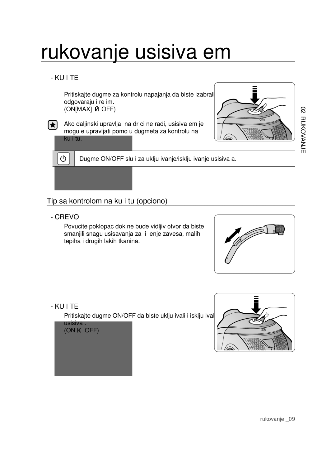 Samsung VCD9452S32/BOL, VCD9420S33/XEH, VCD9420S31/BOL, VCD9420S42/ATC manual Tip sa kontrolom na kućištu opciono, Kućište 