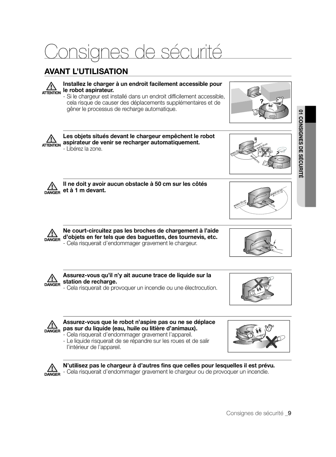 Samsung VCR8825T3B/XET, VCR8825T3B/XEG, VCR8825T3R/XET manual Installez le charger à un endroit facilement accessible pour 