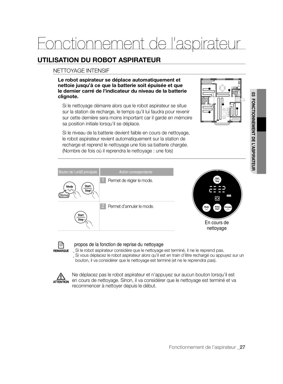 Samsung VCR8825T3R/XEF, VCR8825T3B/XEG, VCR8825T3B/XET, VCR8825T3R/XET manual Nettoyage Intensif 