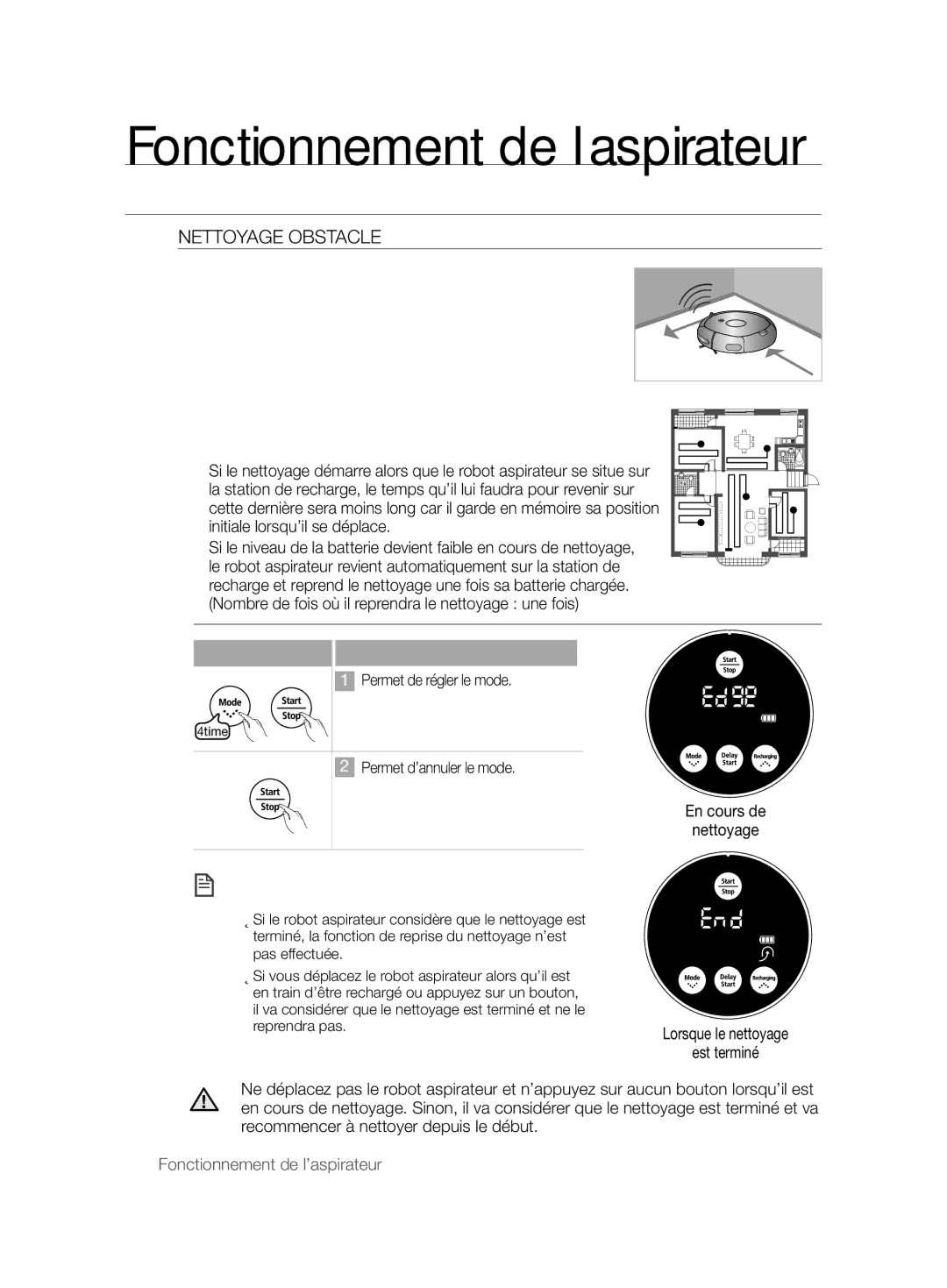 Samsung VCR8825T3B/XEG, VCR8825T3B/XET, VCR8825T3R/XET, VCR8825T3R/XEF manual Nettoyage Obstacle 